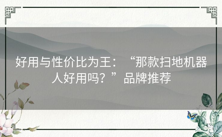 好用与性价比为王：“那款扫地机器人好用吗？”品牌推荐